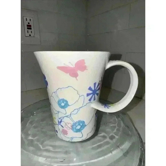 Starbucks Coffee Mug Cup 2006 Flowers Floral 12oz Butterfly Sprng Twisted Handle - Picture 1 of 10